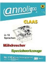 CLAAS Spezialwerkzeuge für Mähdrescher Bild- Liste mit Bezeichnungen in 10 Sprachen  - annoligno 110